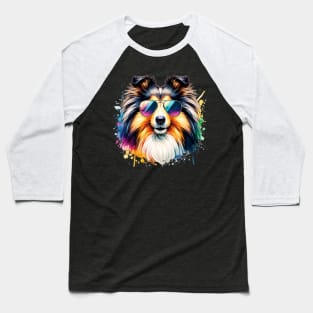 Watercolor Shetland Sheepdog Baseball T-Shirt